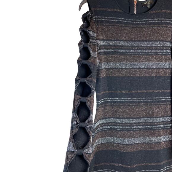 Ted Baker Simona Bow Detail Knitted Bodycon Dress, Black Size 2 US Cocktail - Picture 3 of 10